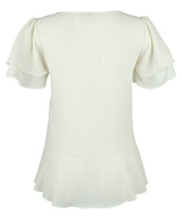 Michael Kors Womens Embellished Peplum Blouse Ivory XS